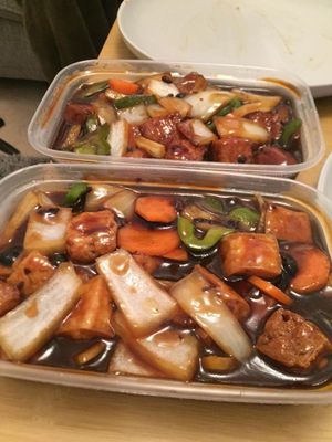 Black bean tofu and black bean chicken at Tim Tim in Shrewsbury