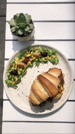 Tofu scramble croissant  at Vegamo Deli in Mexico City