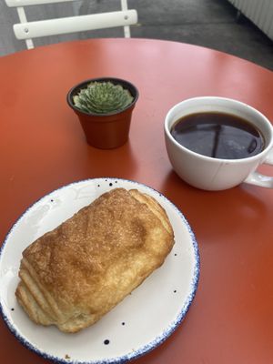 Pain au chocolat and a coffee at Vegamo Deli in Mexico City