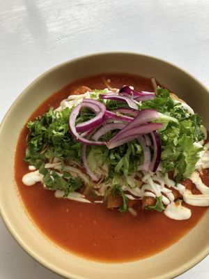 look at those enchiladas  at Vegamo Deli in Mexico City