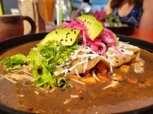 Enfrijoladas at Vegamo Deli in Mexico City