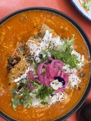 Enchiladas  at Vegamo Deli in Mexico City