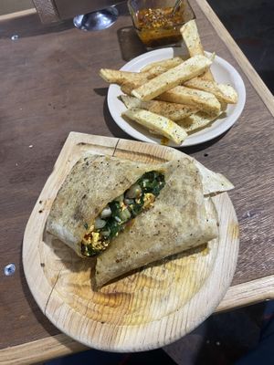 Tofu burrito 🌯 and fries 🍟 😋  at Vegamo Deli in Mexico City