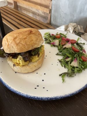 Breakfast burger   at Vegamo Deli in Mexico City