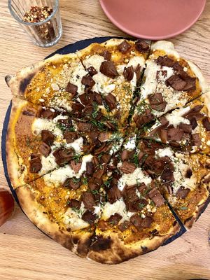 “Meat” pizza  at Vegamo Deli in Mexico City