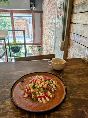 Enchiladas rojas at Vegamo Deli in Mexico City