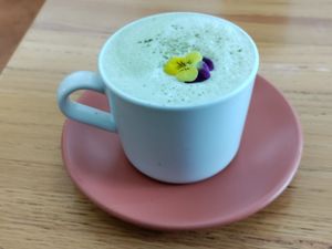 Matcha latte at Vegamo Deli in Mexico City