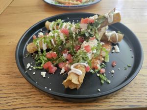 Delicious flautas! at Vegamo Deli in Mexico City