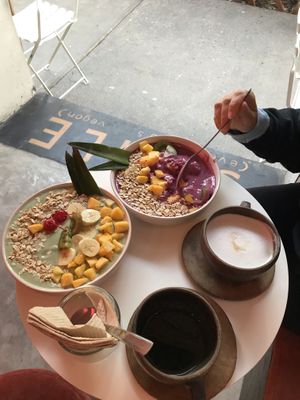 Big breakfast bowls of joy! at Vegamo Deli in Mexico City