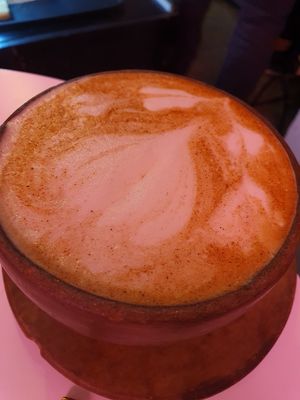 Chai latte at Vegamo Deli in Mexico City