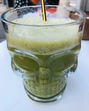 Matcha latte  at Vegamo Deli in Mexico City