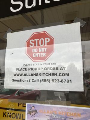 Sign March 2021 at Allah's Kitchen in Rochester