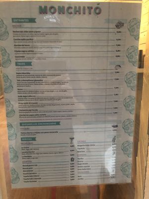 Menu  at Monchito in Barcelona