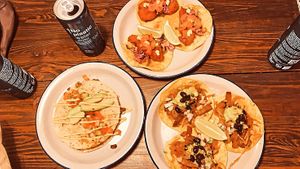 Different tacos and one quesadilla  at Monchito in Barcelona