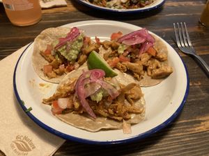 Vegan chicken tacos  at Monchito in Barcelona