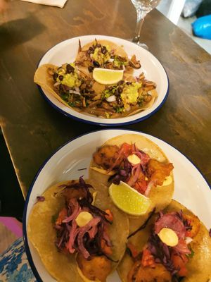 Fish and pig tacos at Monchito in Barcelona