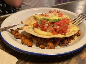 Chorizo quesadilla  at Monchito in Barcelona