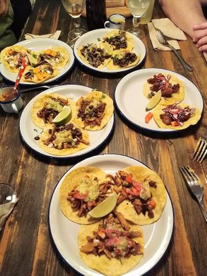 Some of the tacos on the menu at Monchito in Barcelona