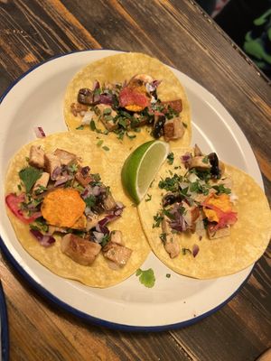 Tofu and mushrooms tacos  at Monchito in Barcelona