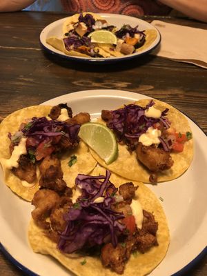 Tacos (Baja California in the front, Tofu and Mushrooms in the back)  at Monchito in Barcelona