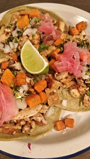 Tofu & sweet potatoes tacos at Monchito in Barcelona