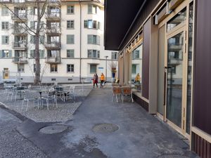 Outdoor seating (in winter). Near a moderately busy road. at Majorelle in Luzern