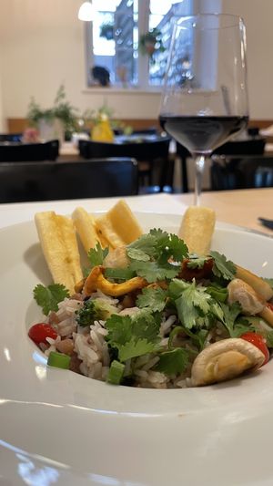 BAIÃO DE DOIS mit Pilzen anstatt mit Käse 👍👍🌱🌱 at Moema in Eglisau