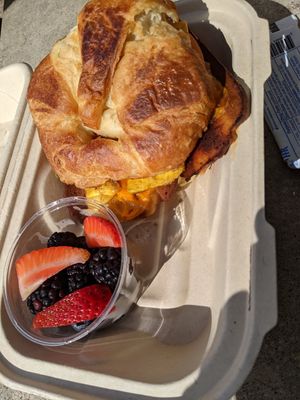 Crossiant breakfast sandwich off of the brunch menu at Rebel Cheese in Austin