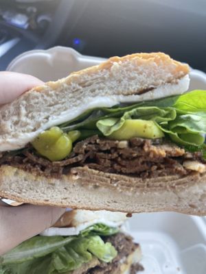 Stuffed with vegan meat   at Rebel Cheese in Austin