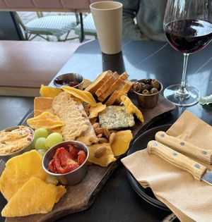 Cheese board with Pinot Noir   at Rebel Cheese in Austin