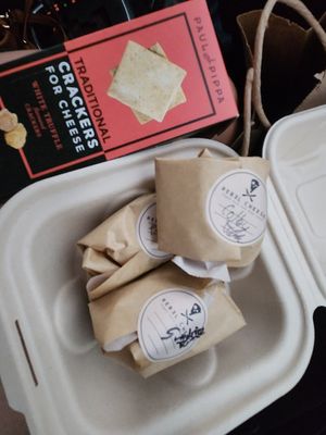 Crackers and cheeses at Rebel Cheese in Austin