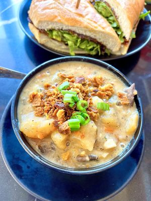 Clam chowder  at Rebel Cheese in Austin