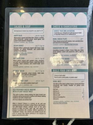 August 2023 Menu  at Rebel Cheese in Austin