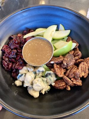 Happy Blue salad - absolutely delicious, and they are working on their ingredient ratios (there are greens under there 🥬 )  at Rebel Cheese in Austin