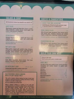 Menu at Rebel Cheese in Austin