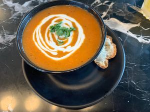 Tomato soup - delicious at Rebel Cheese in Austin