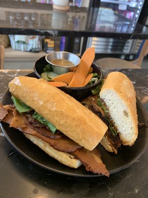 Bacon and Brie vegan sandwich  at Rebel Cheese in Austin