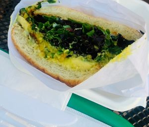 Avocado burger, skip at Fala Bar in Santa Barbara