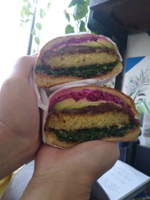 Kale burger at Fala Bar in Santa Barbara