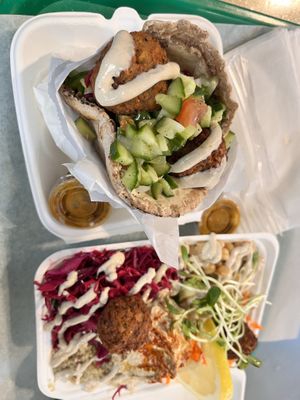 Falafel sandwich and kalifornia salad   at Fala Bar in Santa Barbara