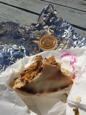 Spicy Falafel sandwich  at Fala Bar in Santa Barbara