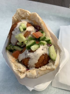 Fala sandwich with sweet potato falafels at Fala Bar in Santa Barbara