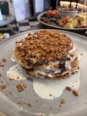 Cinnamon swirl pancakes  at Vegivores in Reading