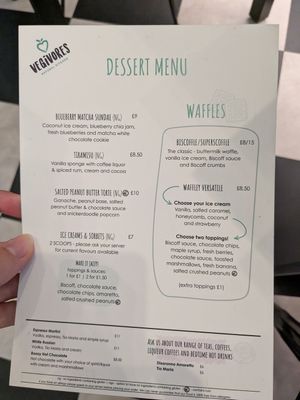 dessert menu 06/2025 at Vegivores in Reading