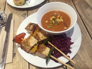 Satay skewers at Vegivores in Reading