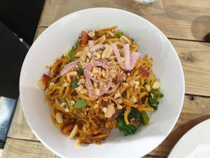 Satay noodles  at Vegivores in Reading