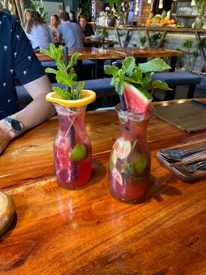 Lemon grass and basil lemonade  at Buddha Bowl in Luebeck