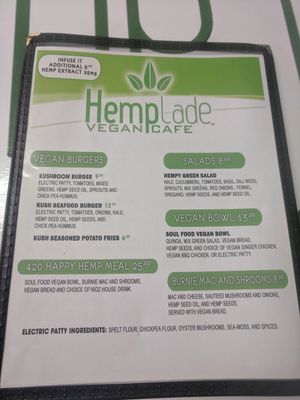 There are plenty more options on the menu above the counter at HempLade Vegan Cafe in Tallahassee