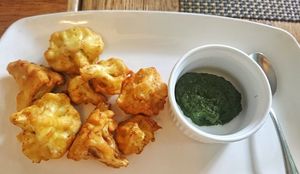 Cauliflower pakora with mint chutney at Corner Tree Cafe in Makati