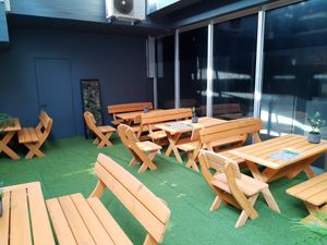 "Outside" seating at Verde in Basel